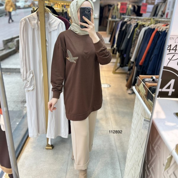 112892 Kuş Detaylı Tunik - Görsel 11