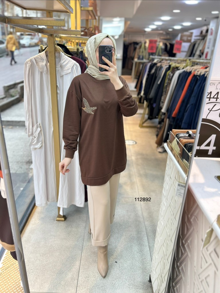 112892 Kuş Detaylı Tunik