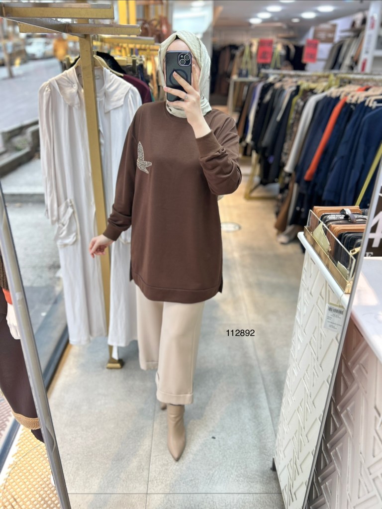 112892 Kuş Detaylı Tunik