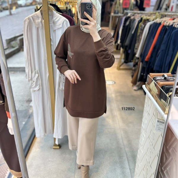 112892 Kuş Detaylı Tunik - Görsel 8