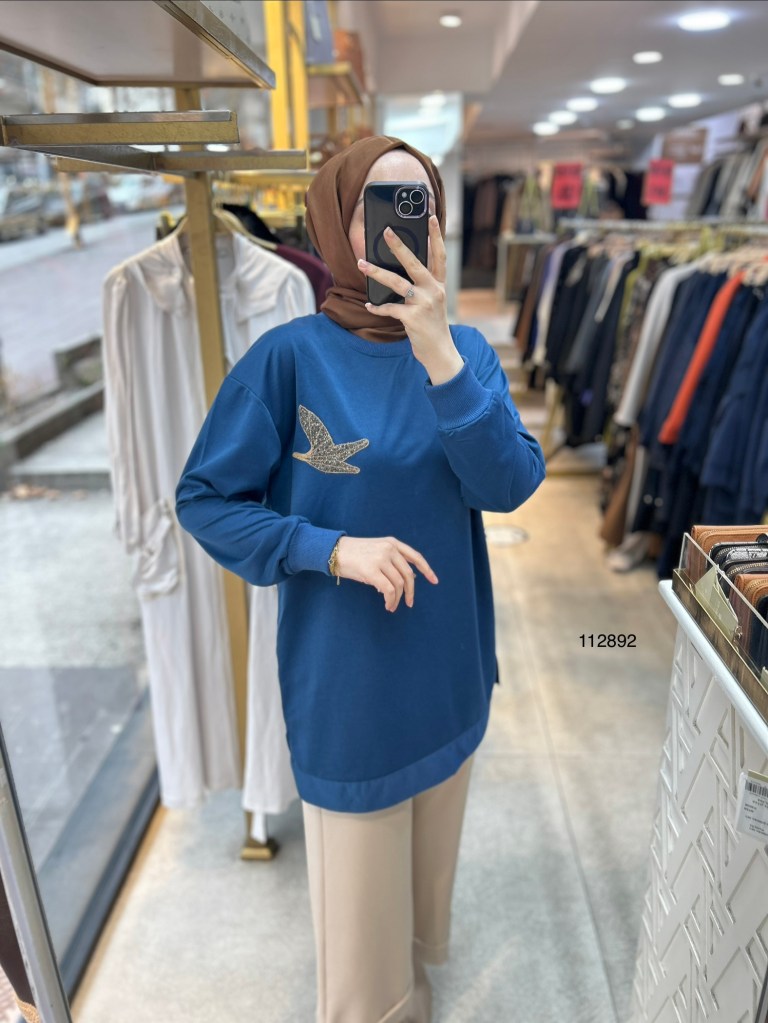 112892 Kuş Detaylı Tunik