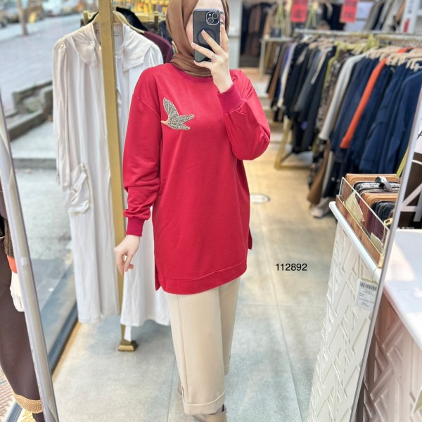 112892 Kuş Detaylı Tunik - Görsel 1