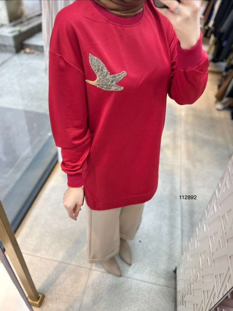 112892 Kuş Detaylı Tunik