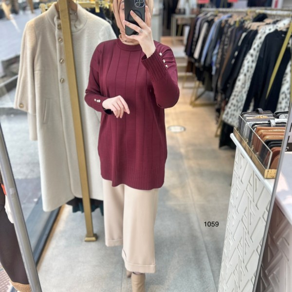1059 Dikey Fitilli Merserize Tunik - Görsel 5