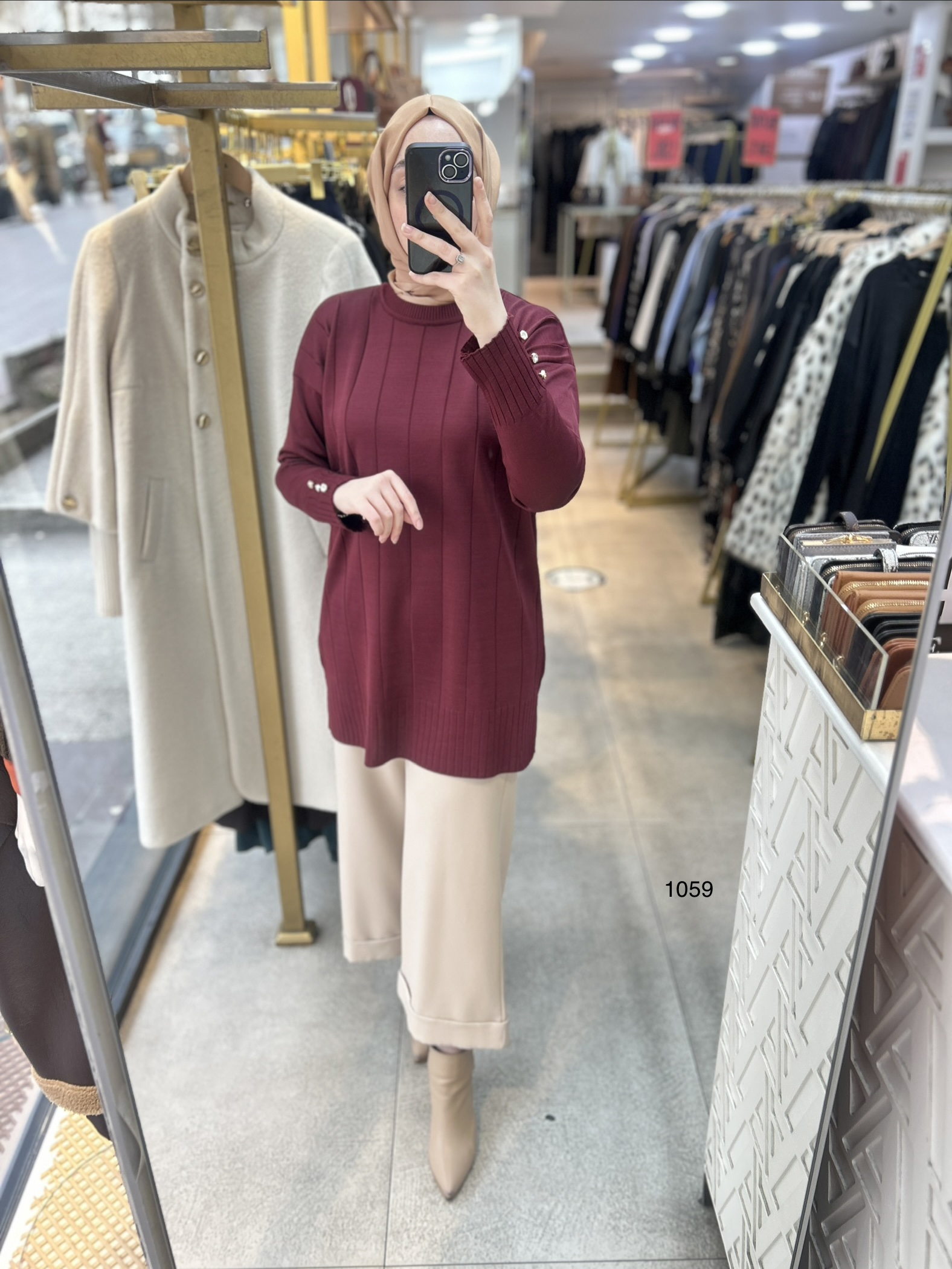 1059 Dikey Fitilli Merserize Tunik - Görsel 5