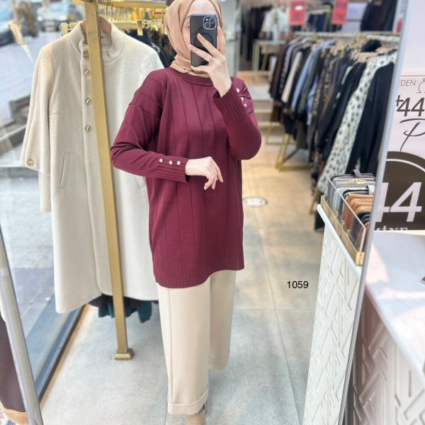 1059 Dikey Fitilli Merserize Tunik - Görsel 6