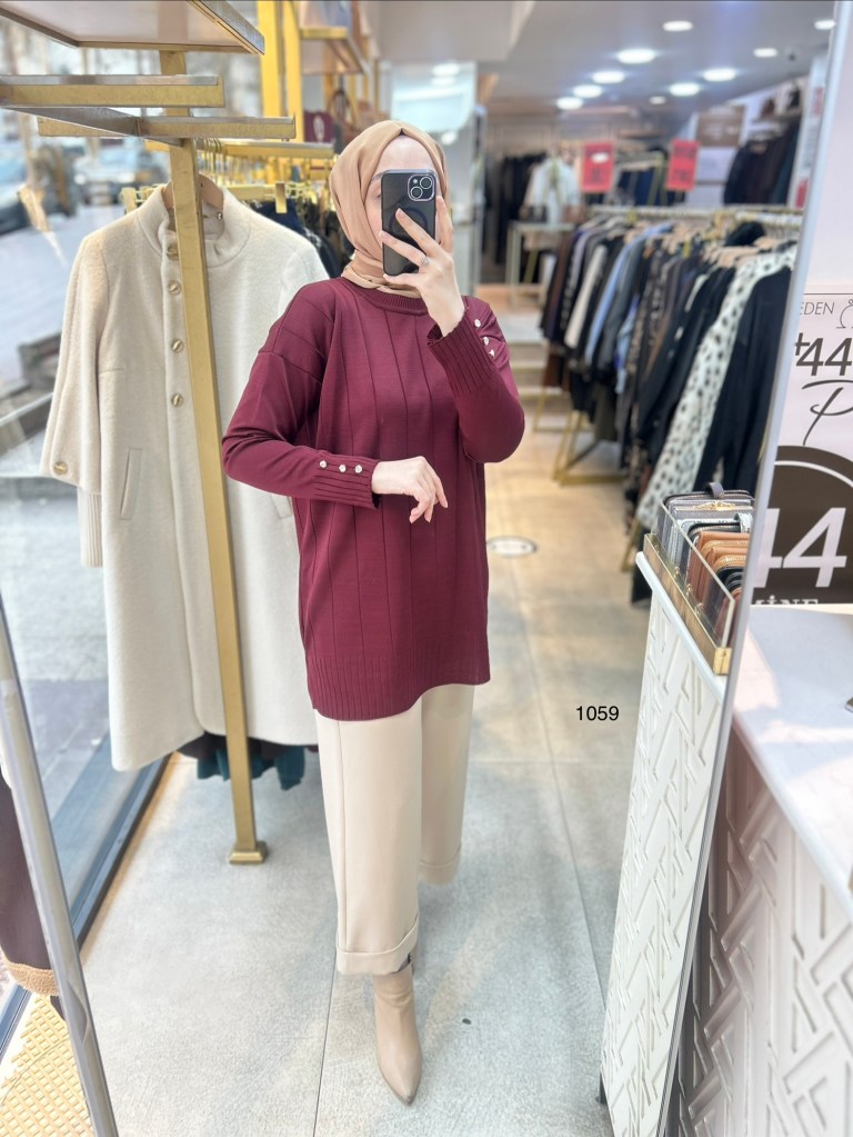 1059 Dikey Fitilli Merserize Tunik