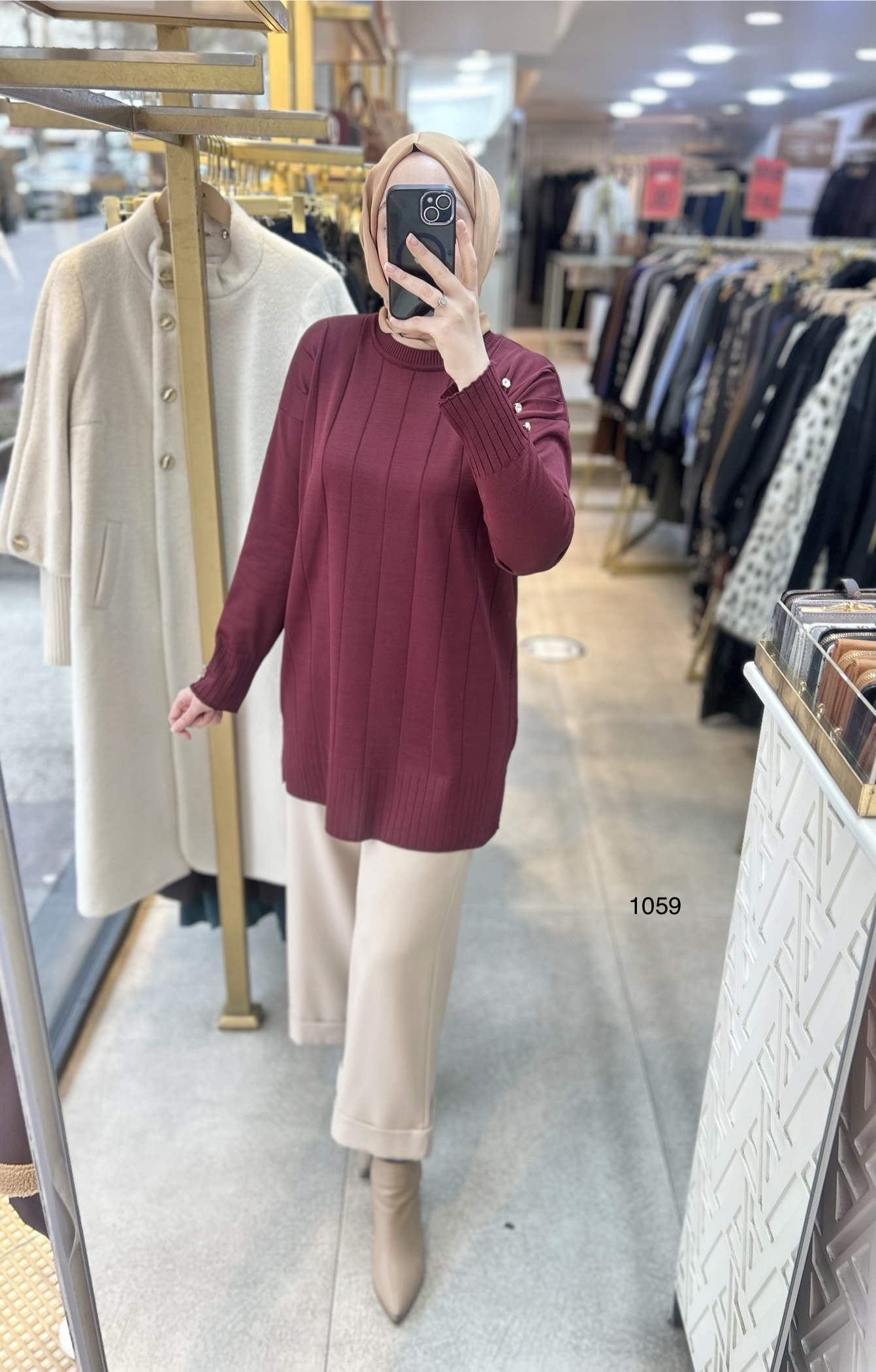 1059 Dikey Fitilli Merserize Tunik - Görsel 7