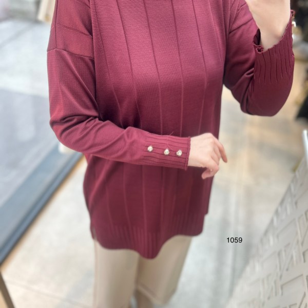 1059 Dikey Fitilli Merserize Tunik - Görsel 8