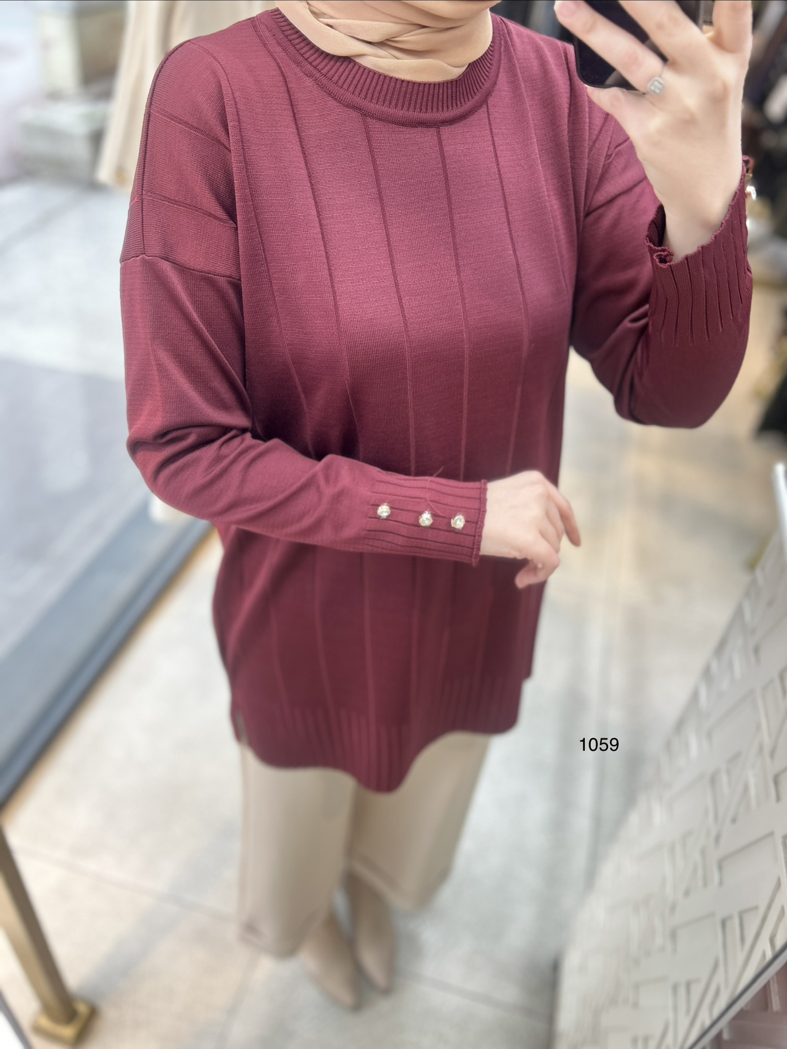 1059 Dikey Fitilli Merserize Tunik - Görsel 8