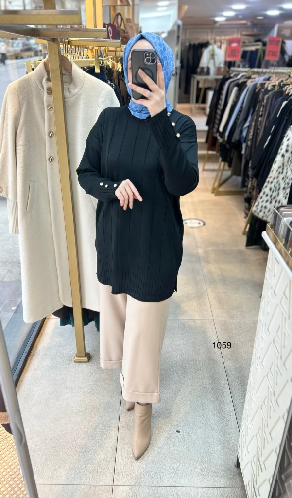 1059 Dikey Fitilli Merserize Tunik