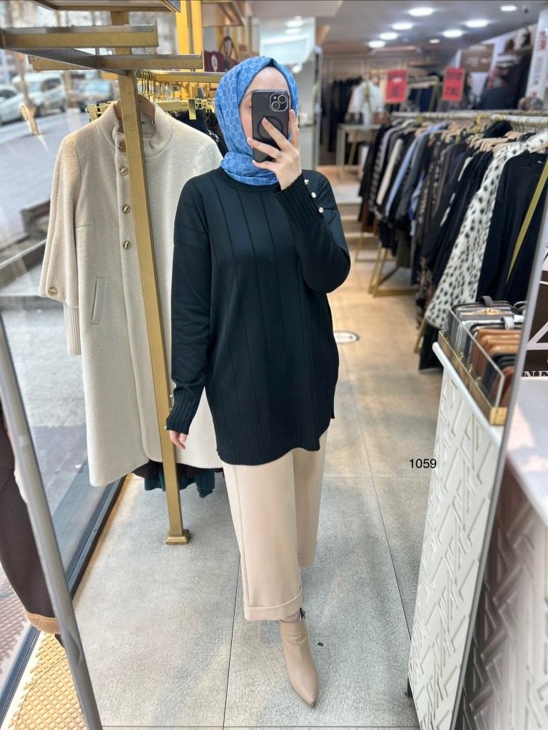 1059 Dikey Fitilli Merserize Tunik
