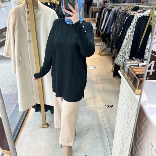 1059 Dikey Fitilli Merserize Tunik - Görsel 15