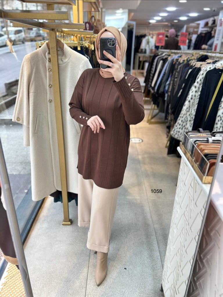 1059 Dikey Fitilli Merserize Tunik