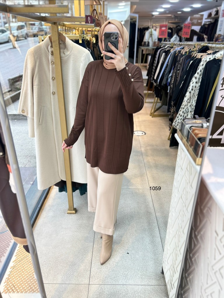 1059 Dikey Fitilli Merserize Tunik