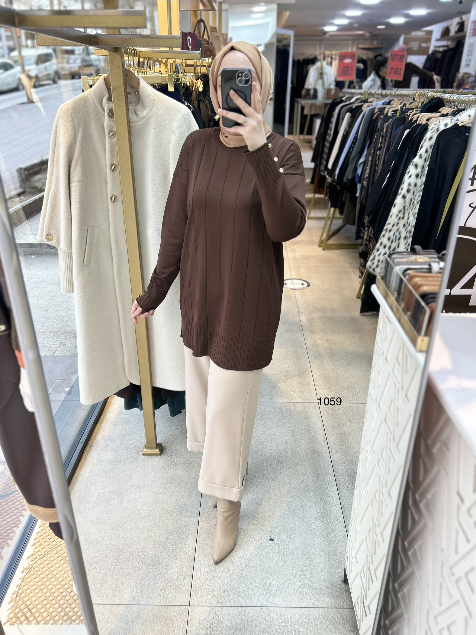 1059 Dikey Fitilli Merserize Tunik - Görsel 10