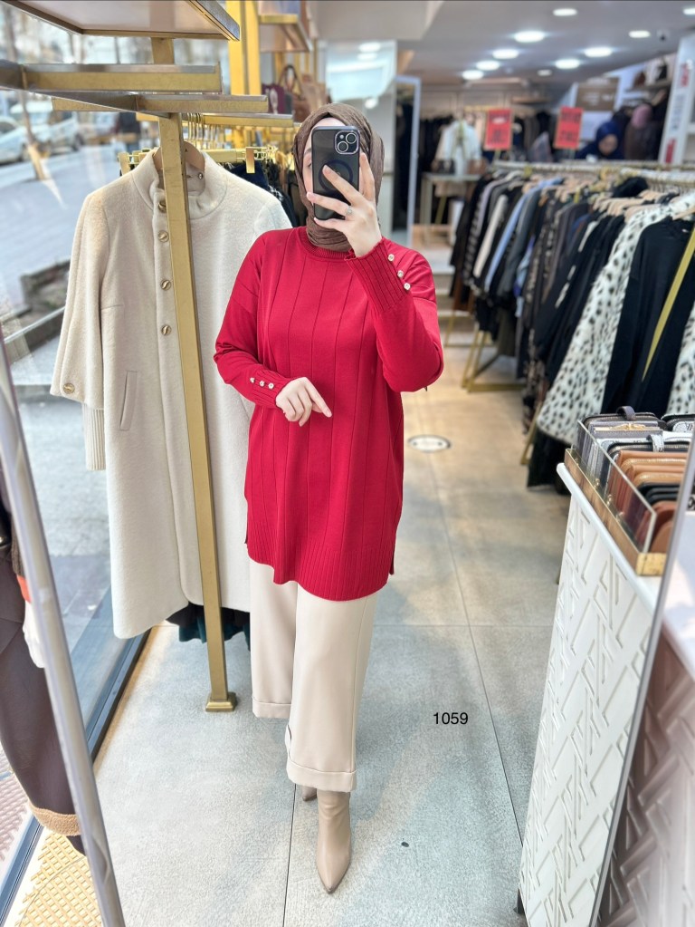 1059 Dikey Fitilli Merserize Tunik