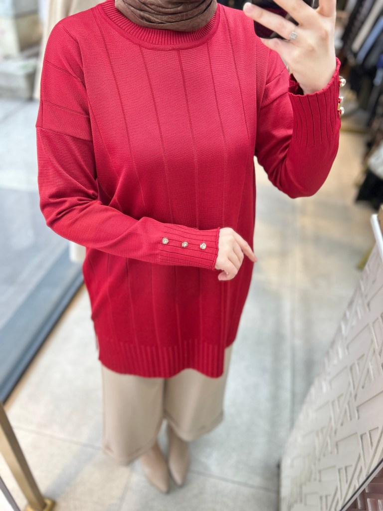 1059 Dikey Fitilli Merserize Tunik