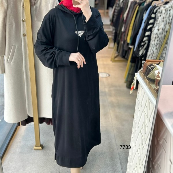 7733 Kapüşonlu Elbise - Görsel 3