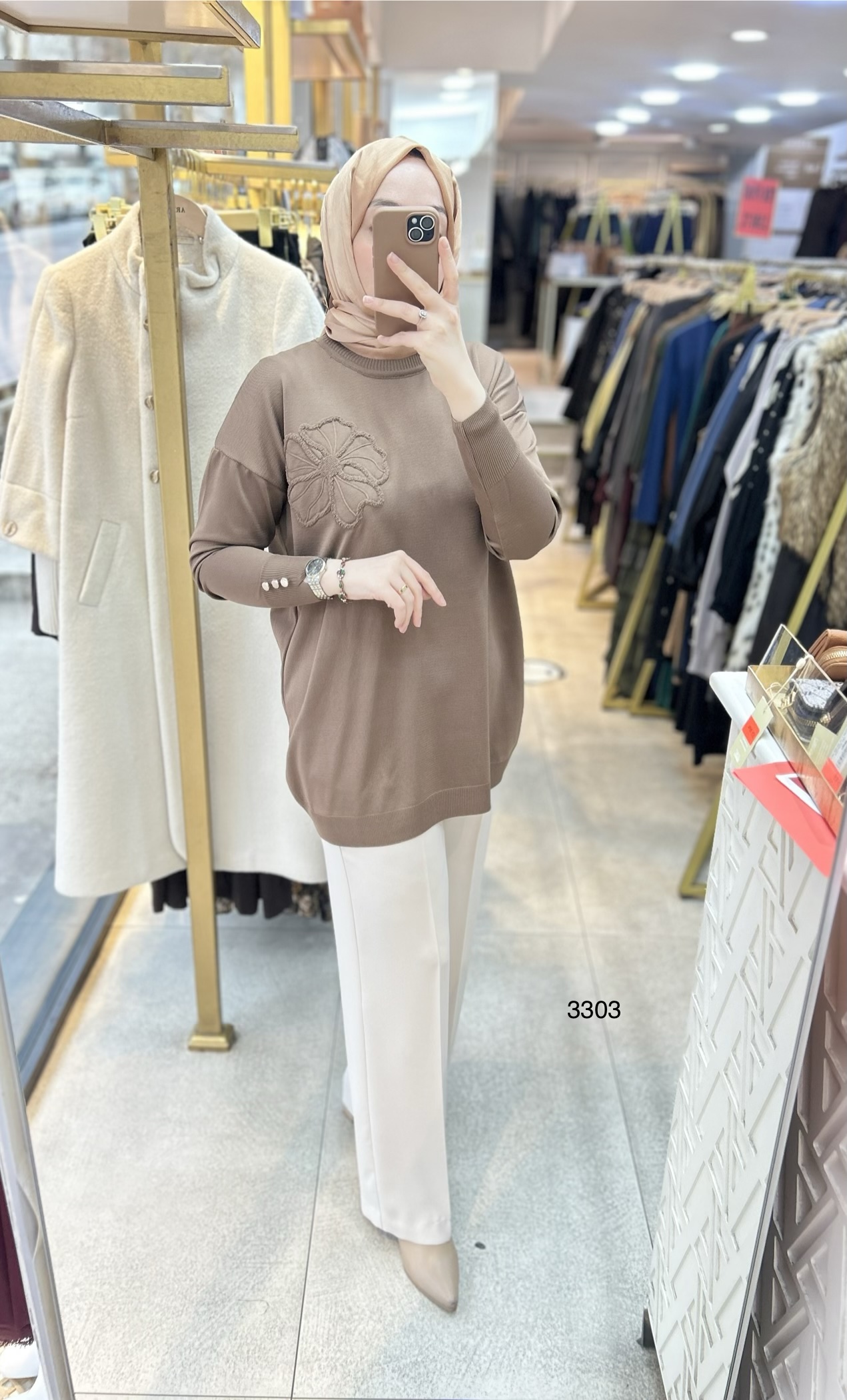3303 Çiçek Detaylı Triko - Görsel 13