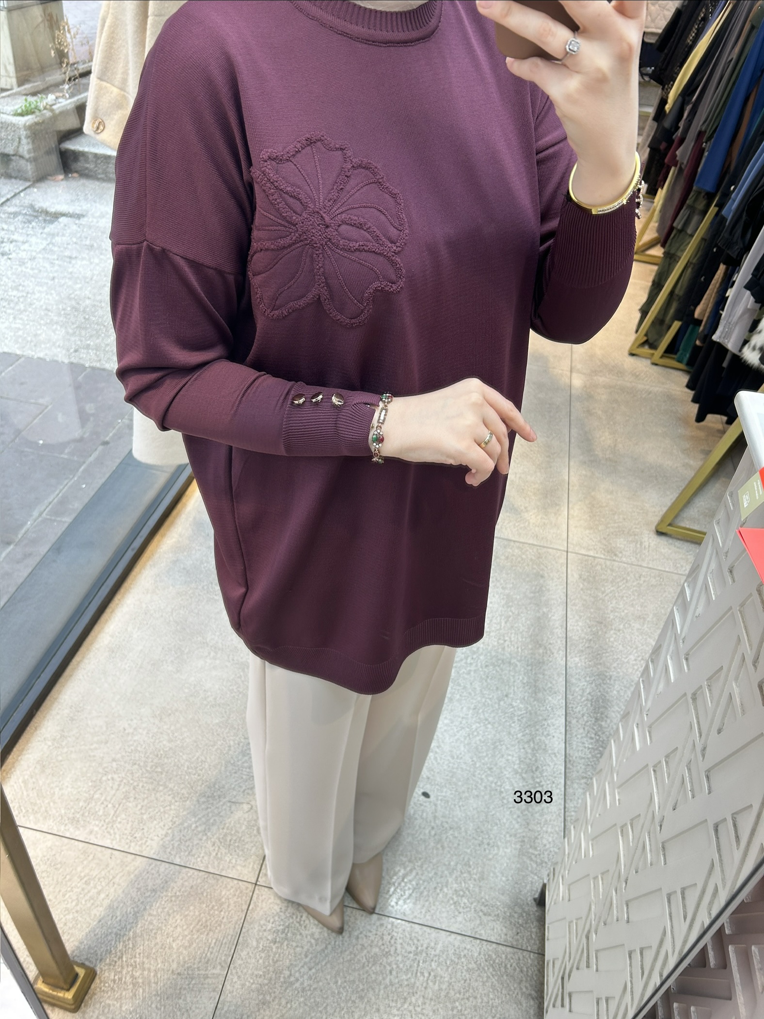 3303 Çiçek Detaylı Triko - Görsel 11