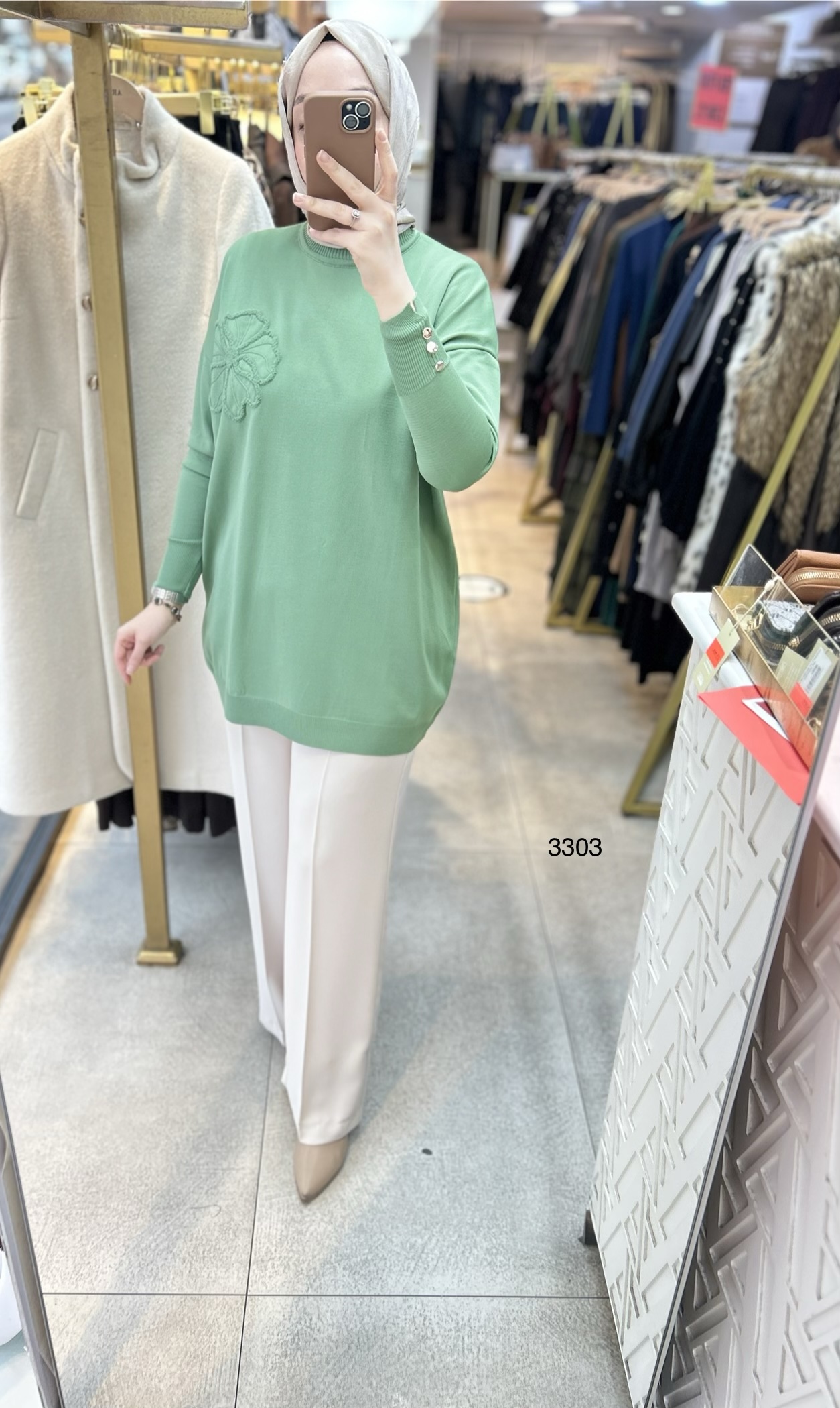 3303 Çiçek Detaylı Triko - Görsel 10