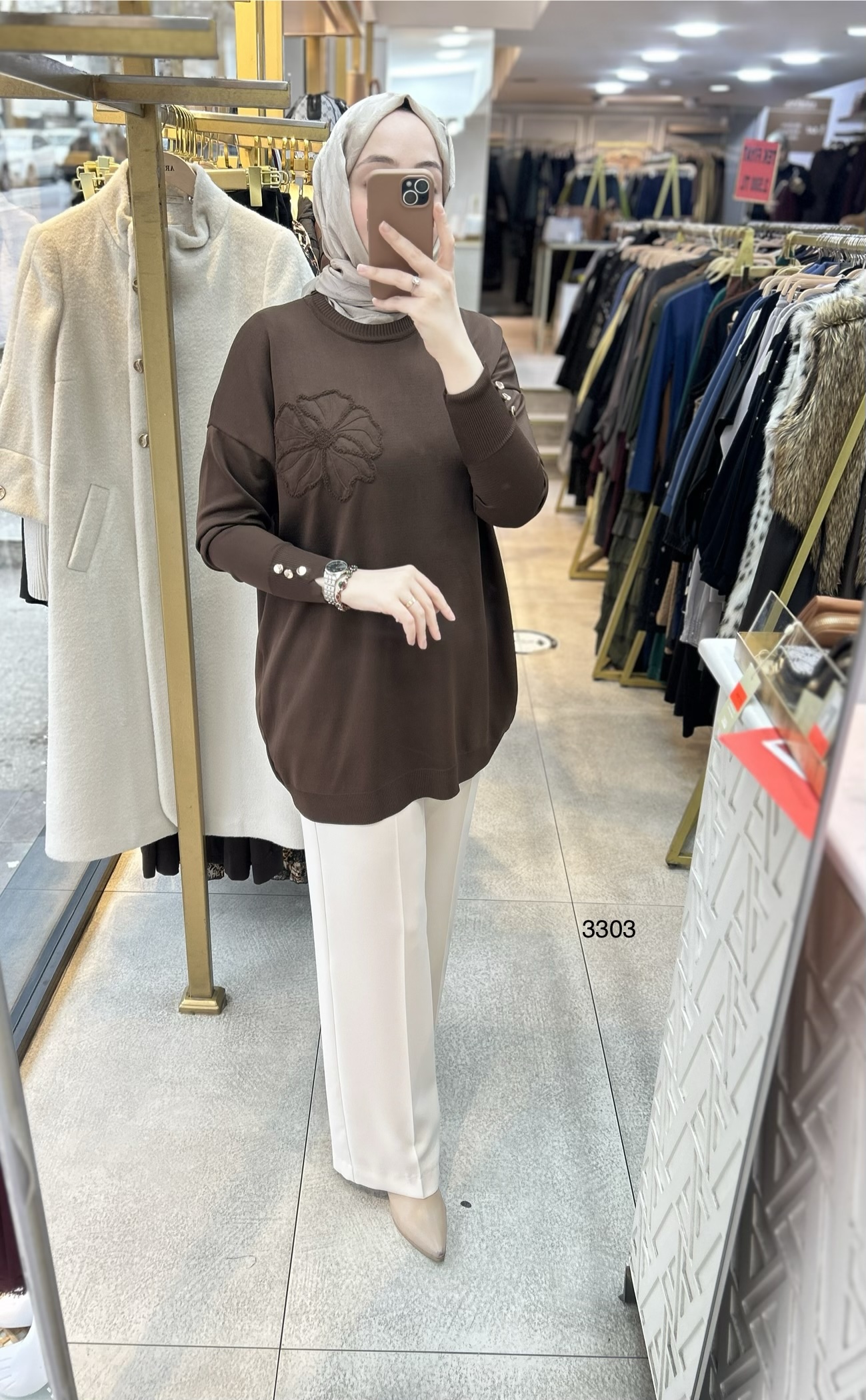 3303 Çiçek Detaylı Triko - Görsel 7