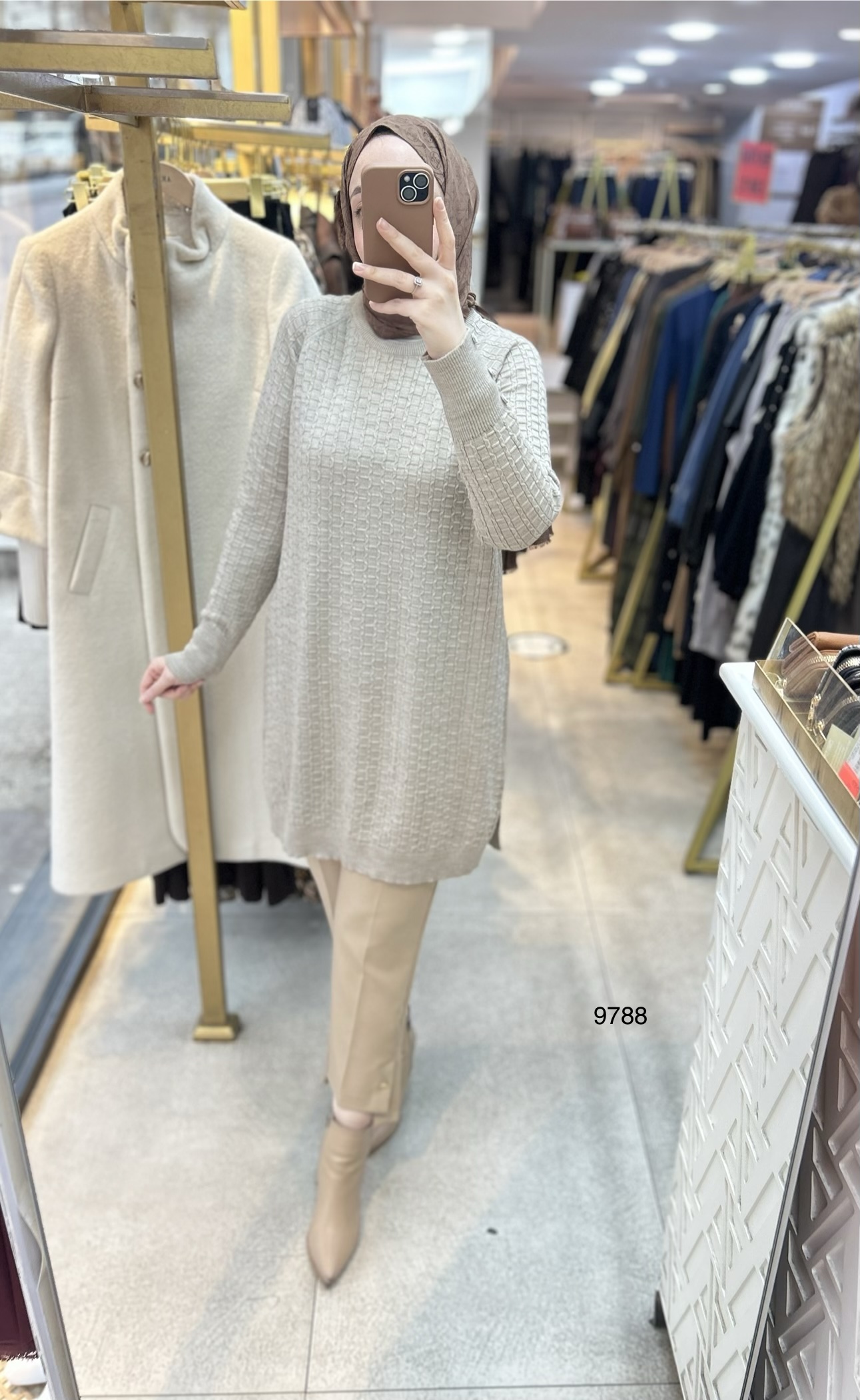 9788 Kolu Düğmeli Triko Tunik - Görsel 12