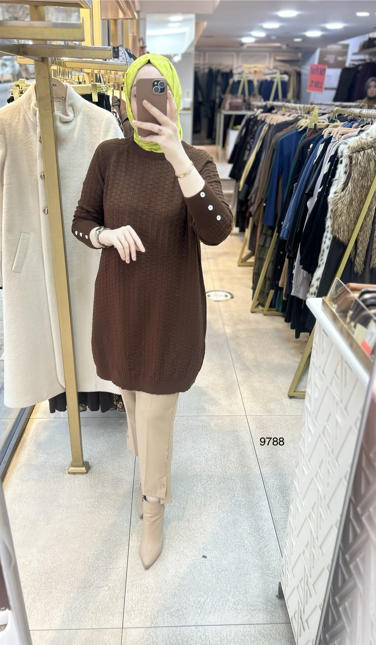 9788 Kolu Düğmeli Triko Tunik - Görsel 8