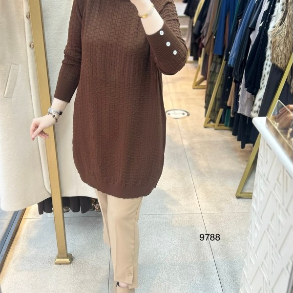 9788 Kolu Düğmeli Triko Tunik - Görsel 11