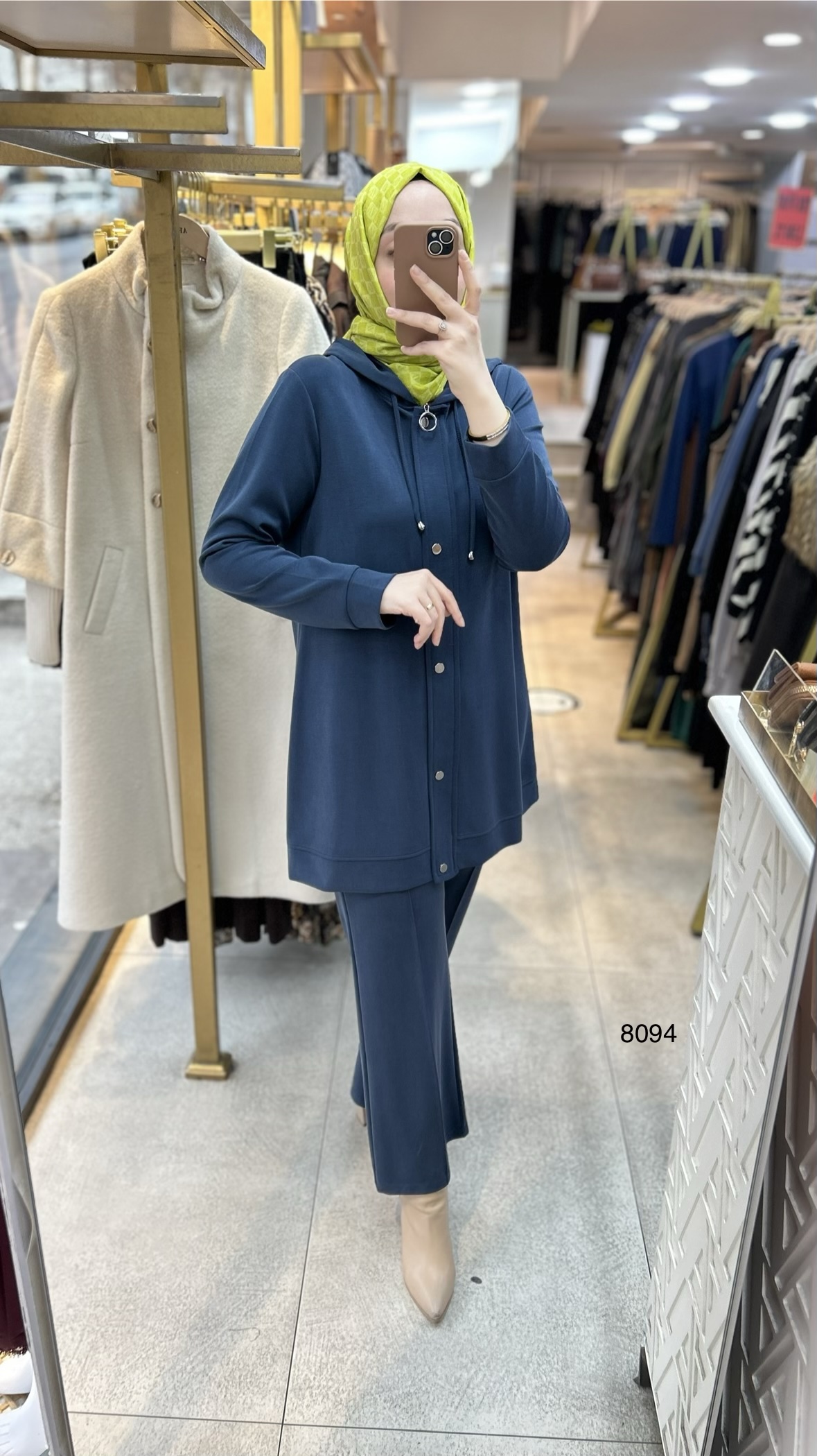 8094 Oysho Kumaş Kapüşonlu Alt Üst Takım - Görsel 1