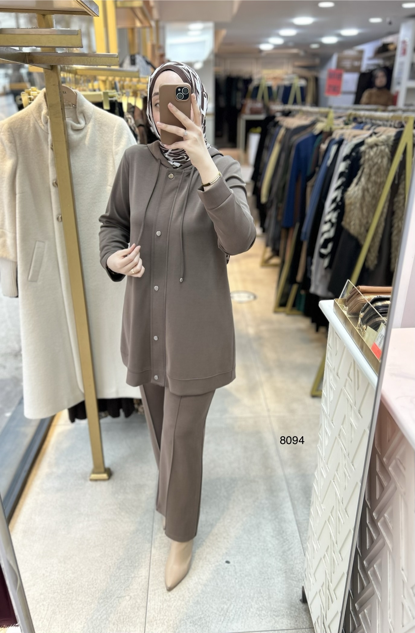 8094 Oysho Kumaş Kapüşonlu Alt Üst Takım - Görsel 7