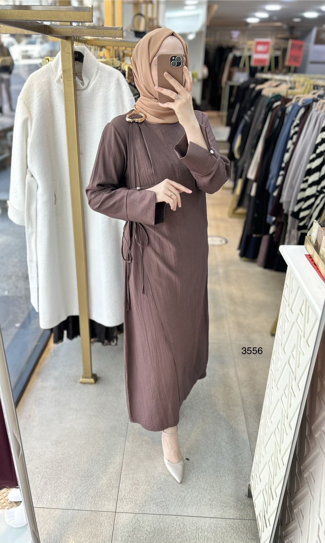 3556 Omuz Aksesuar Detaylı Elbise - Görsel 6