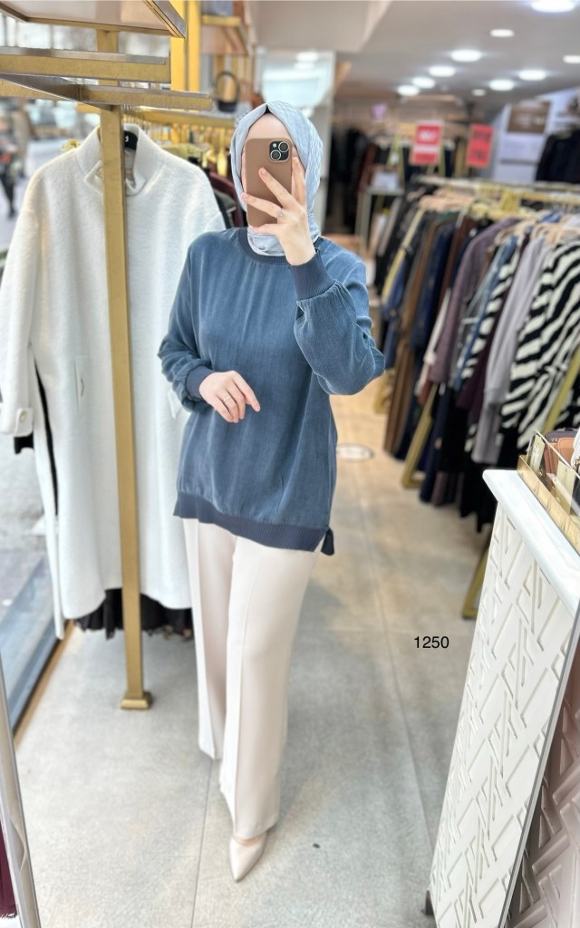 1250 Ribana Detaylı Kupra Tunik