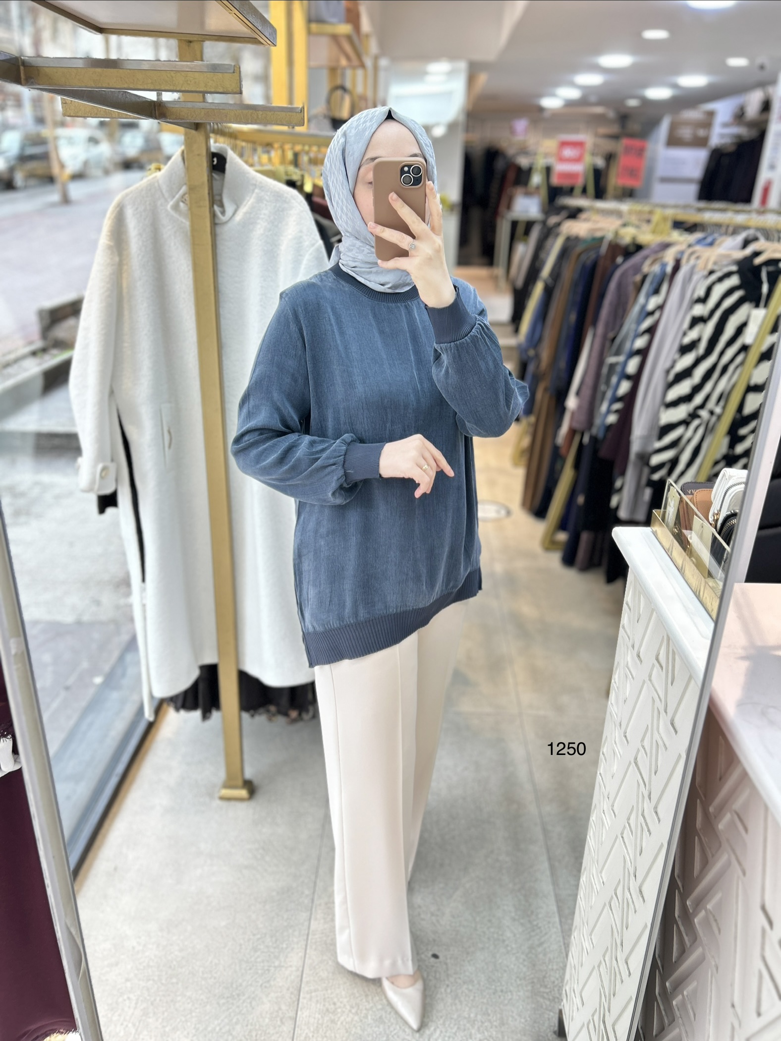 1250 Ribana Detaylı Kupra Tunik - Görsel 6