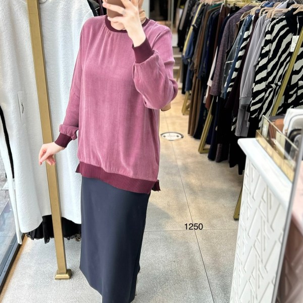 1250 Ribana Detaylı Kupra Tunik - Görsel 12