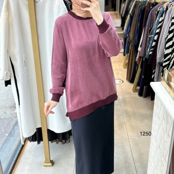 1250 Ribana Detaylı Kupra Tunik - Görsel 13
