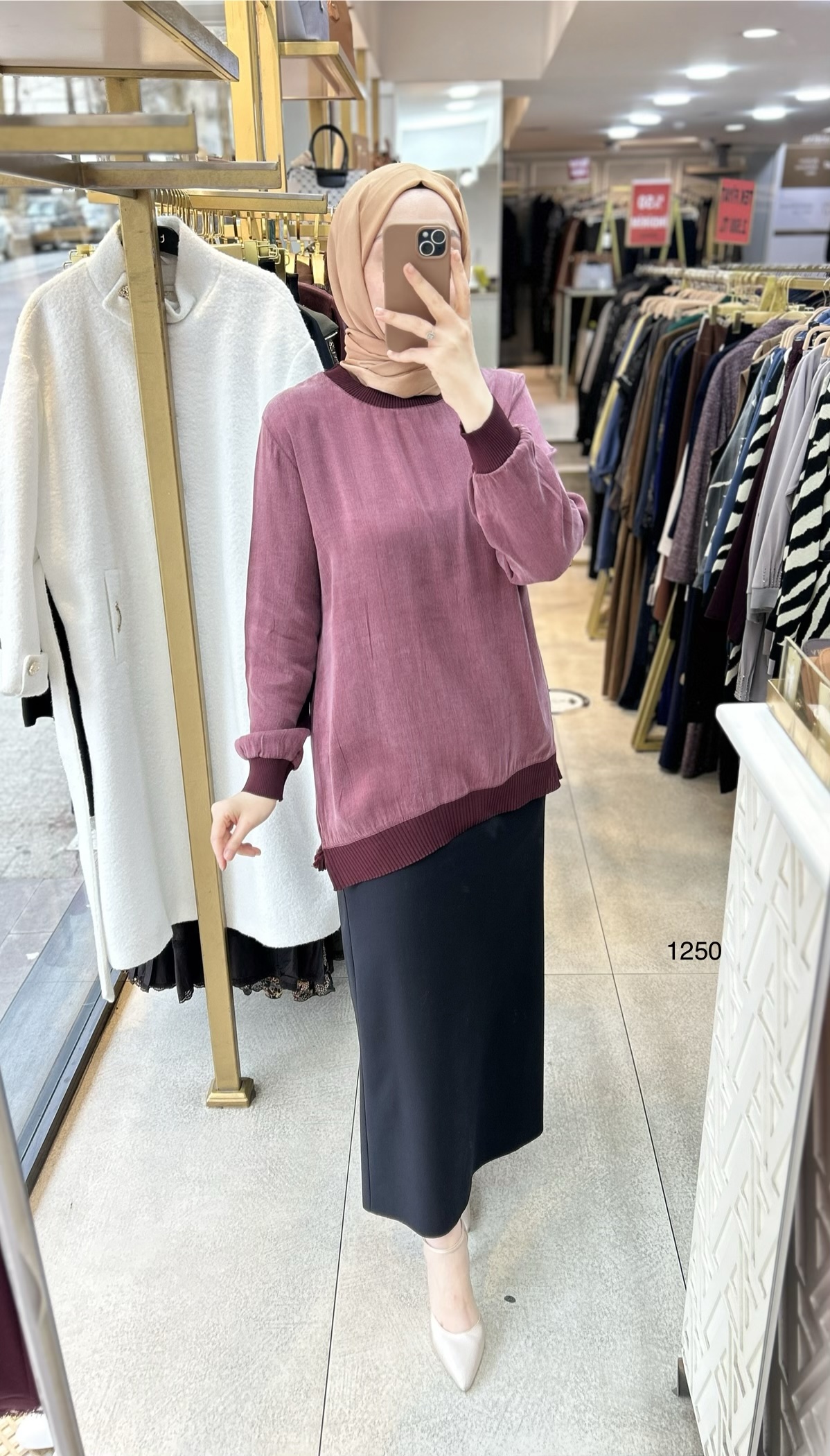 1250 Ribana Detaylı Kupra Tunik - Görsel 13