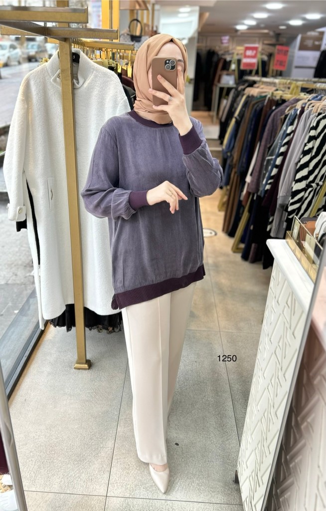 1250 Ribana Detaylı Kupra Tunik