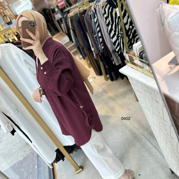 0402 Kuş Gözü Detaylı Fermuarlı Tunik - Görsel 3