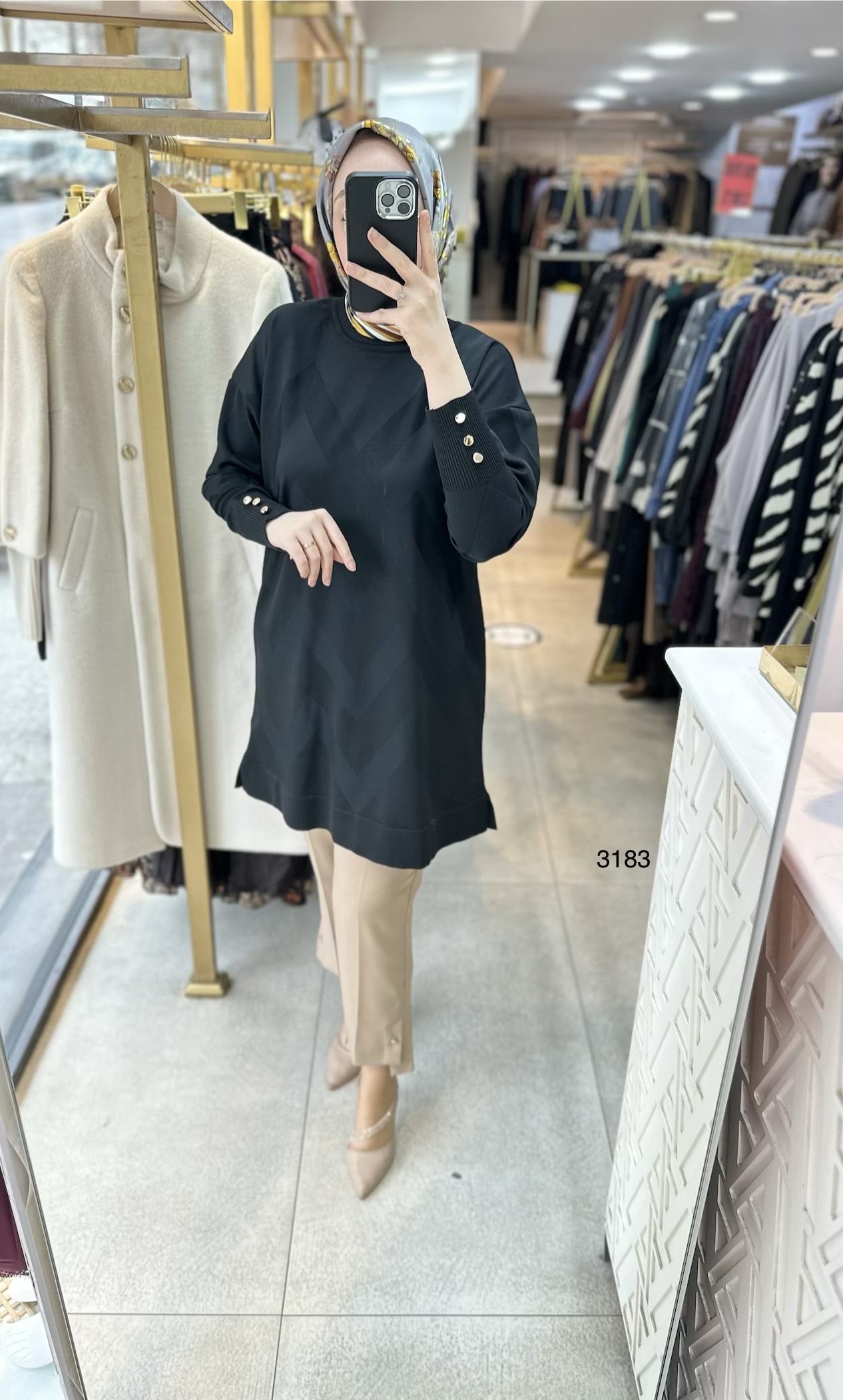 3183 V Desen Triko Tunik - Görsel 10