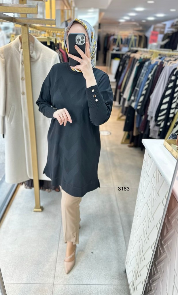 3183 V Desen Triko Tunik