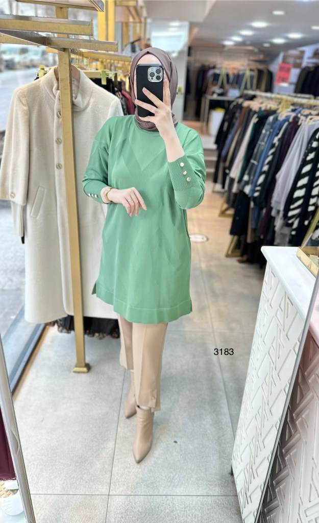 3183 V Desen Triko Tunik
