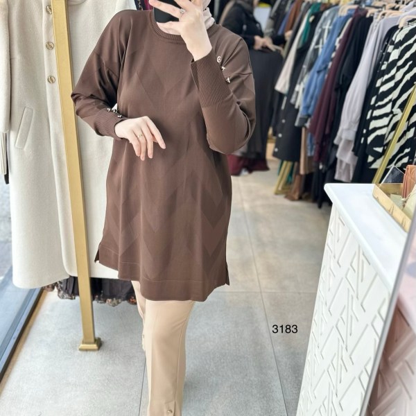 3183 V Desen Triko Tunik - Görsel 7