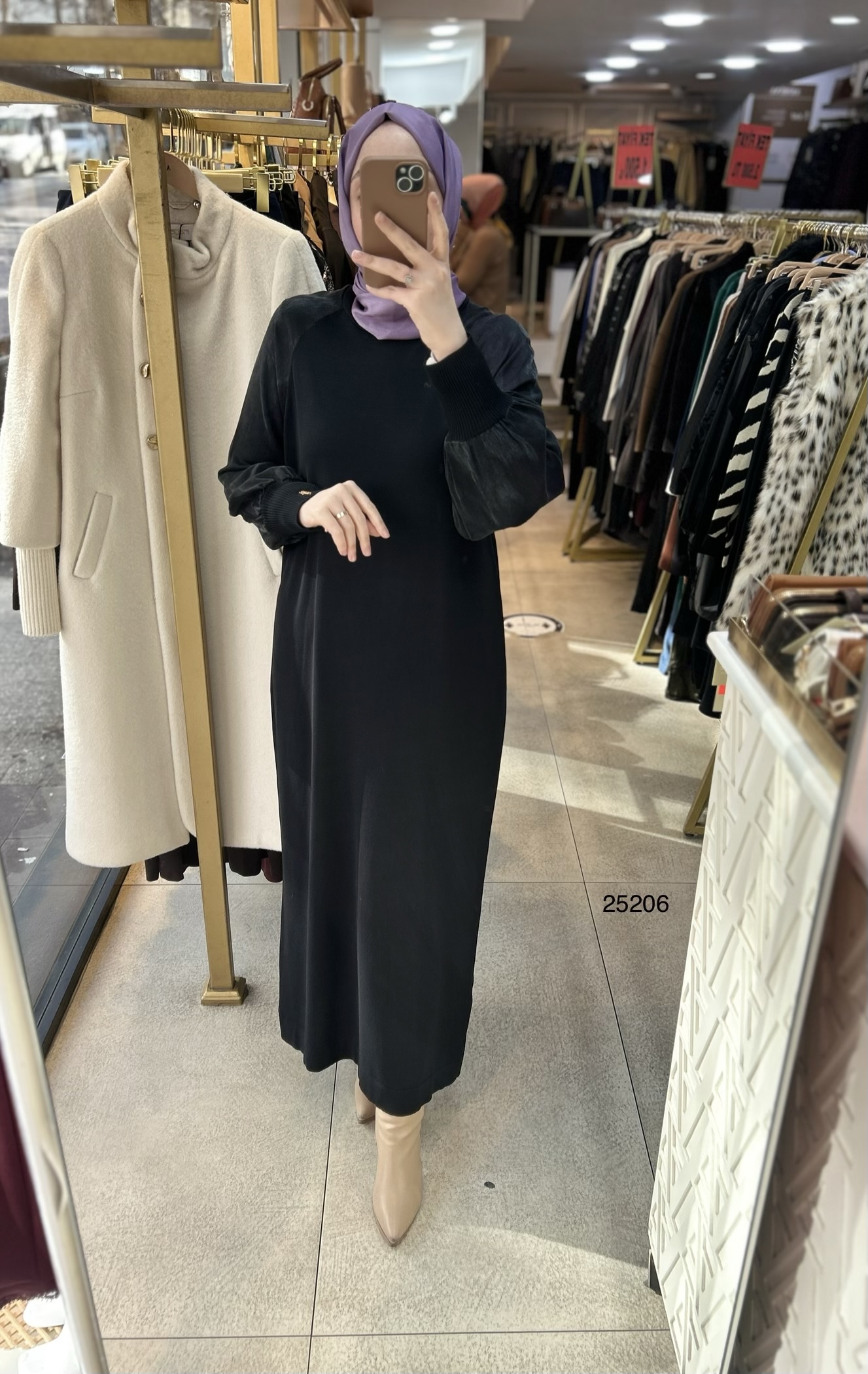 25206 Kolları İpek Kupra Merserize Elbise - Görsel 8
