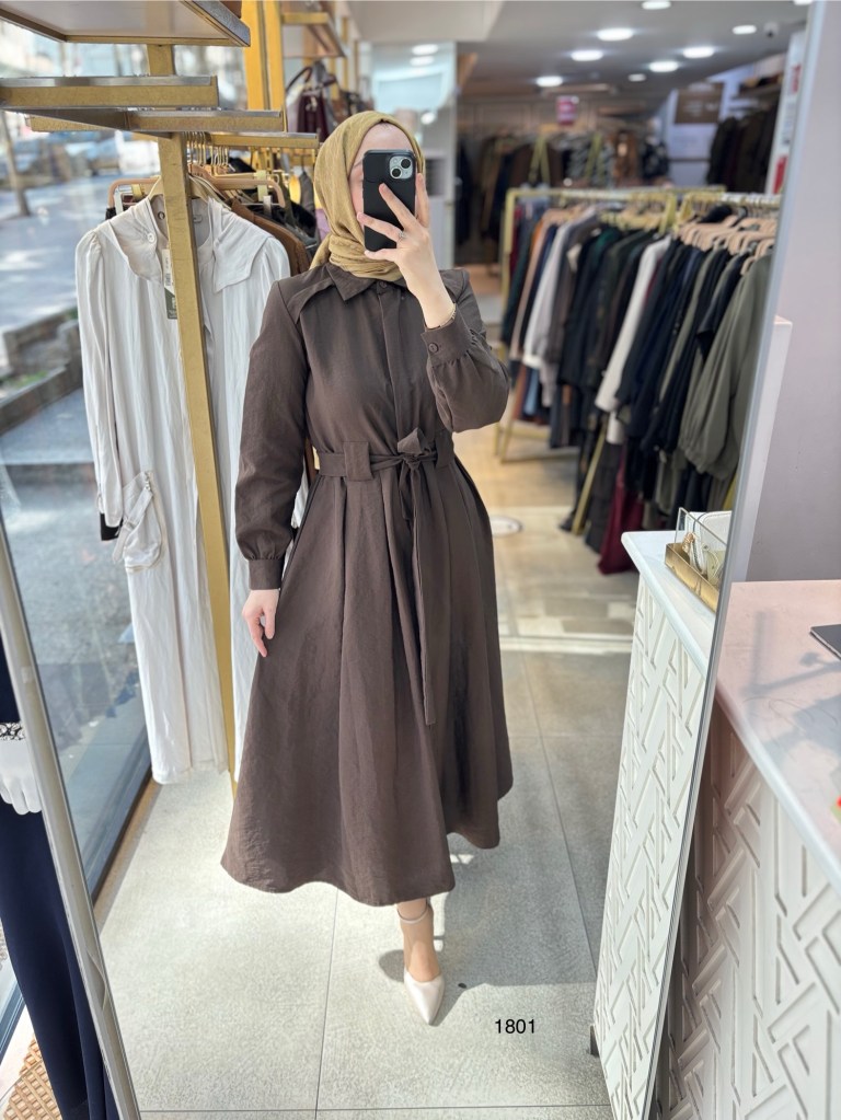 1801 Belden Bağlamalı Elbise