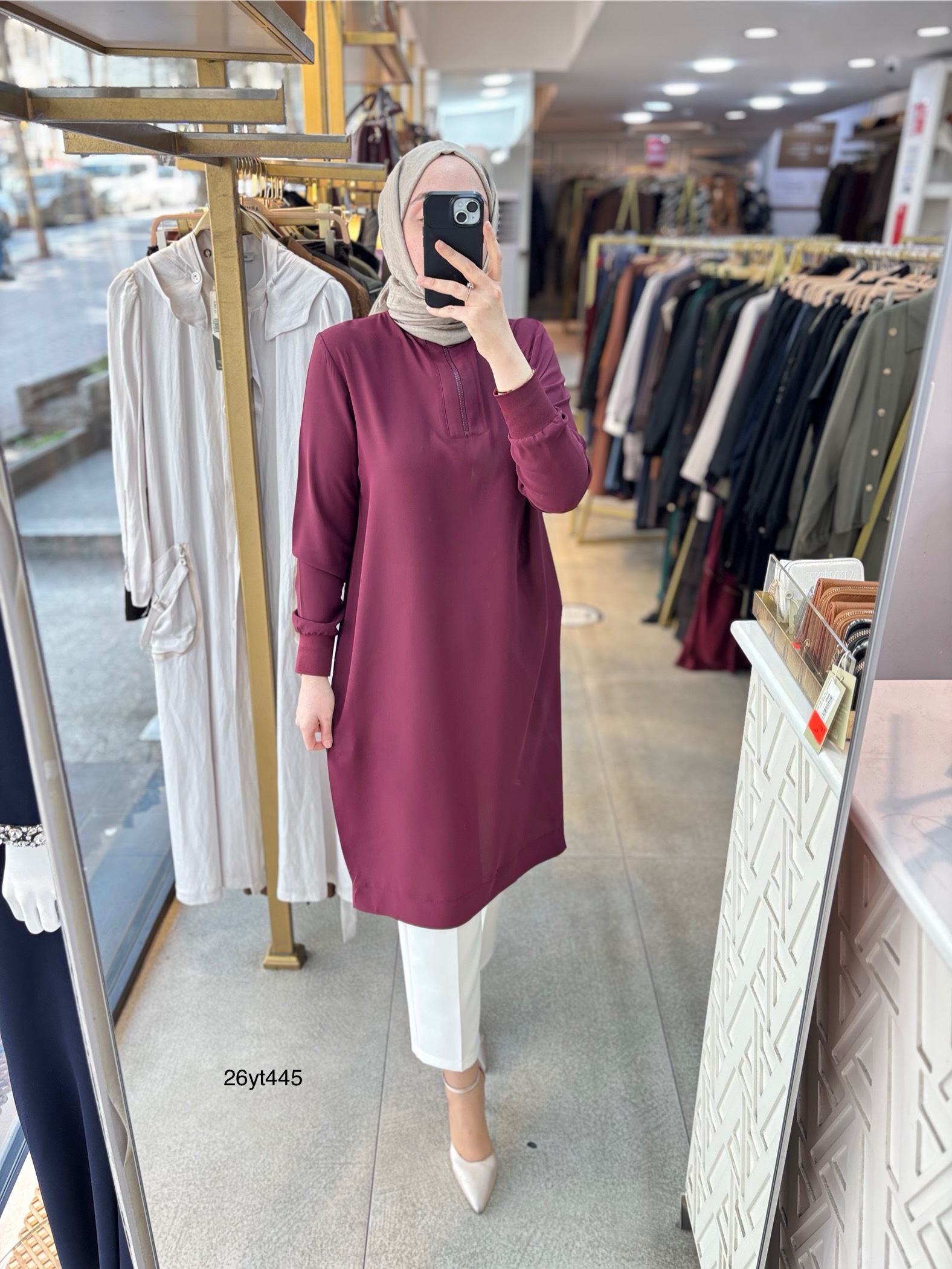 26YT445 Armine Trend Ribanalı Tunik - Görsel 3
