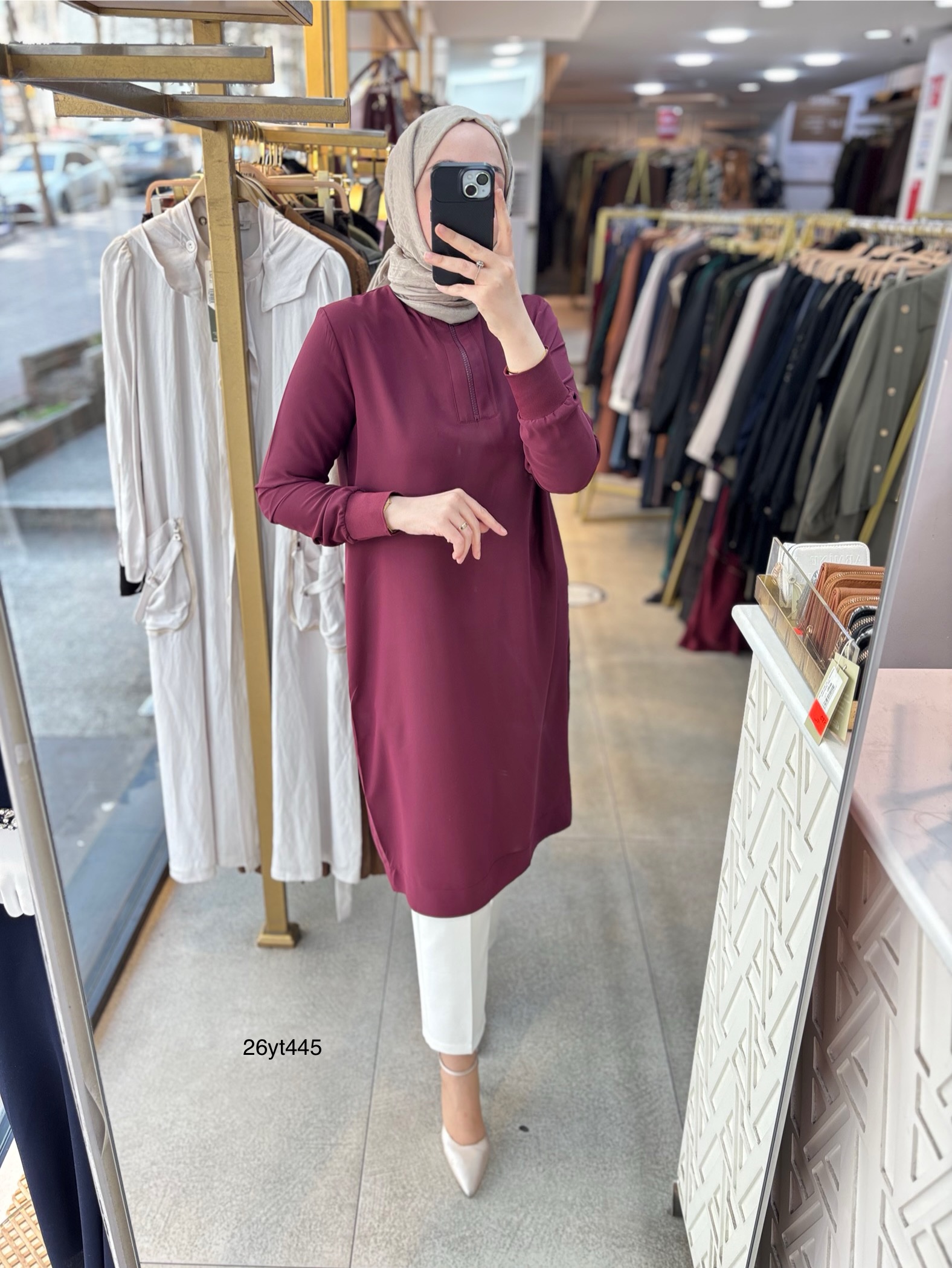26YT445 Armine Trend Ribanalı Tunik - Görsel 2
