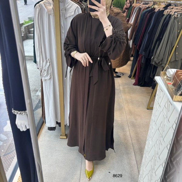 8629 Belden Bağlamalı Elbise - Görsel 1