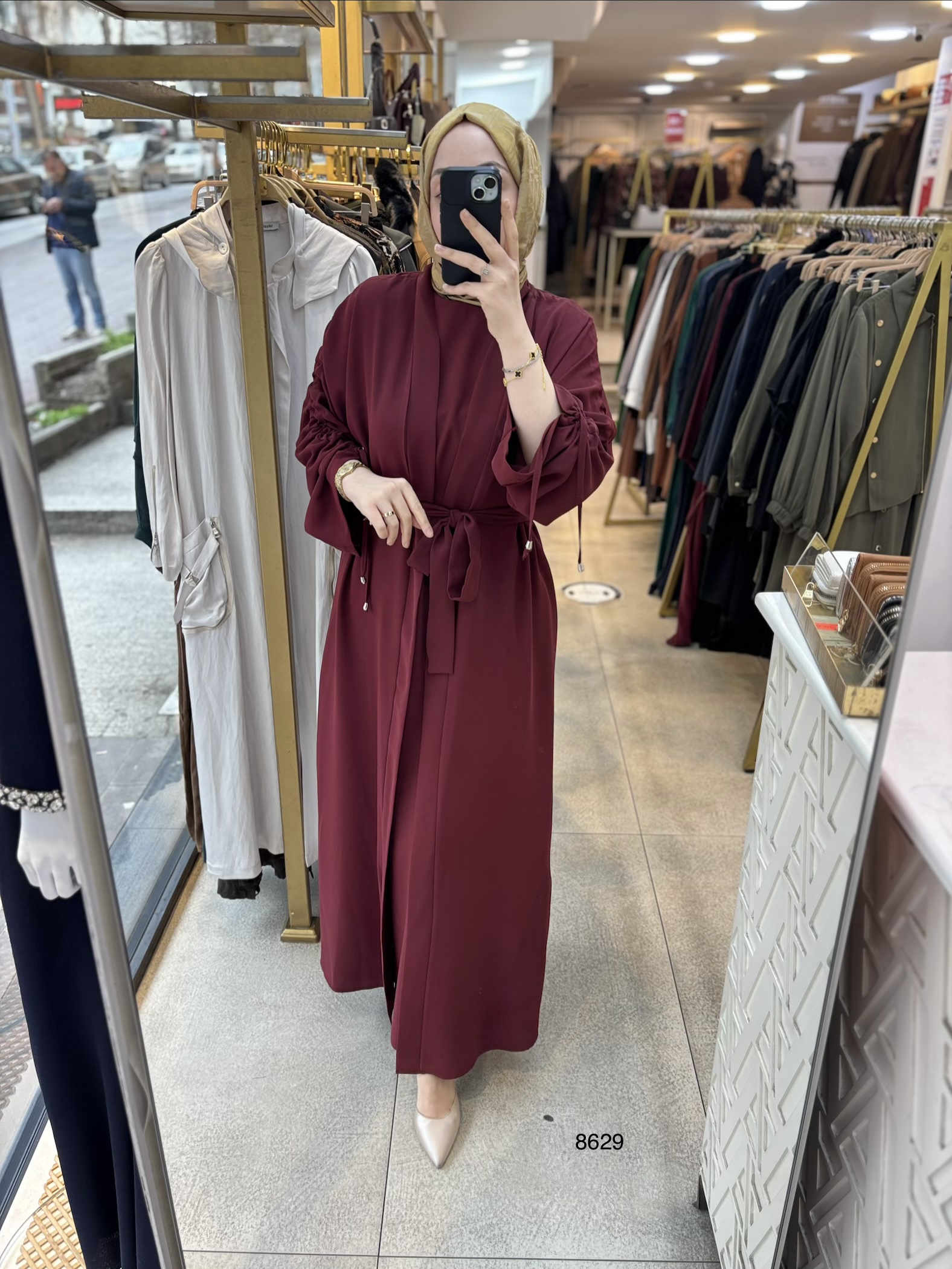 8629 Belden Bağlamalı Elbise - Görsel 15